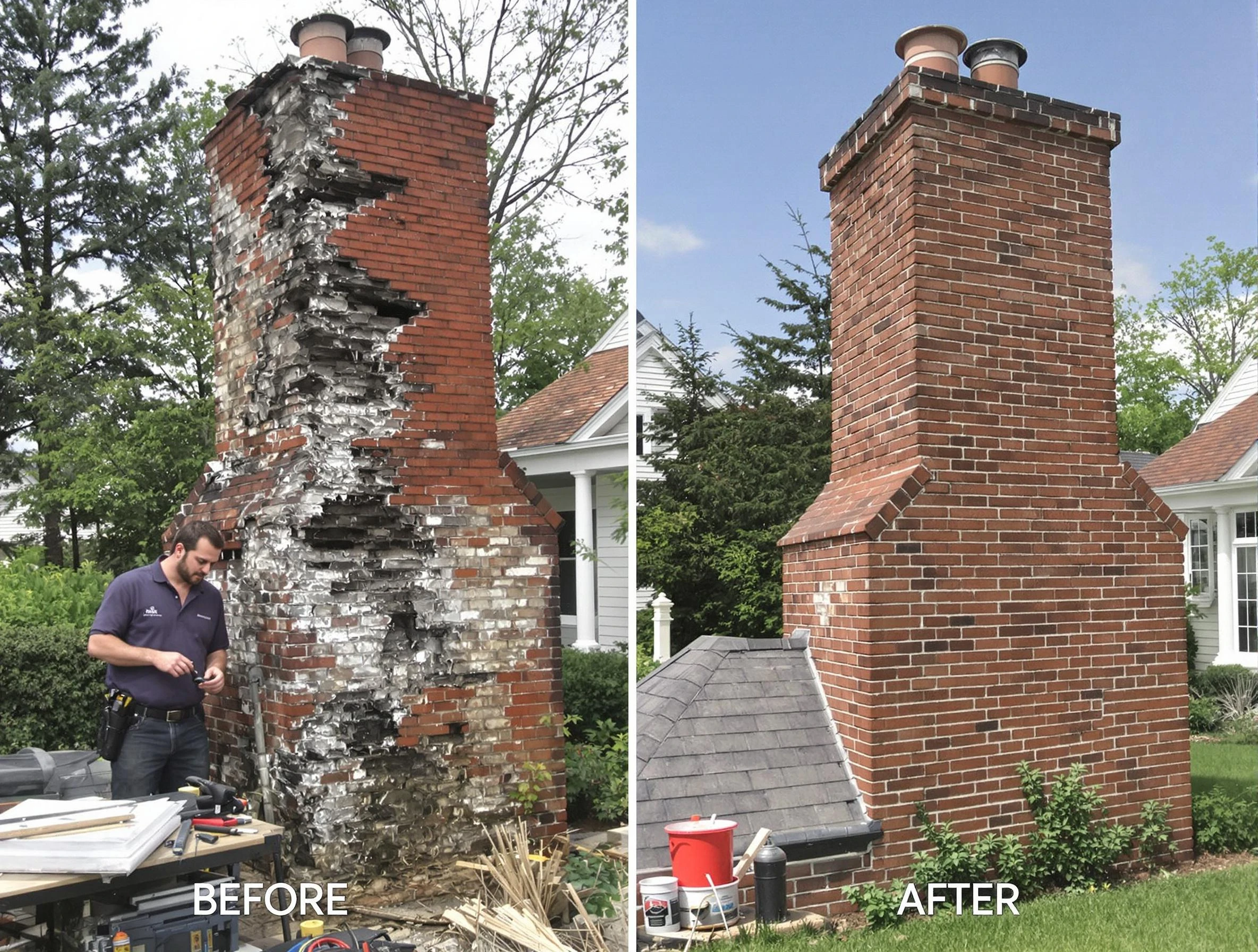 Manchester Chimney Sweep performing a full chimney restoration in Manchester, NJ